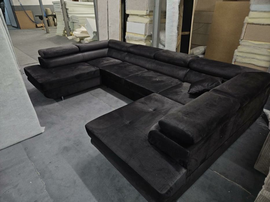 Narożnik U z funkcją spania Regulowane zagłówki i pojemniki