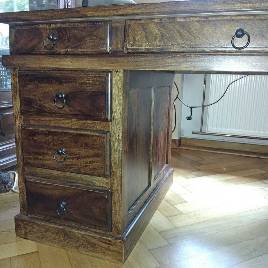 Biurko z litego drewna egzotycznego palisander stylizowane stan BDB