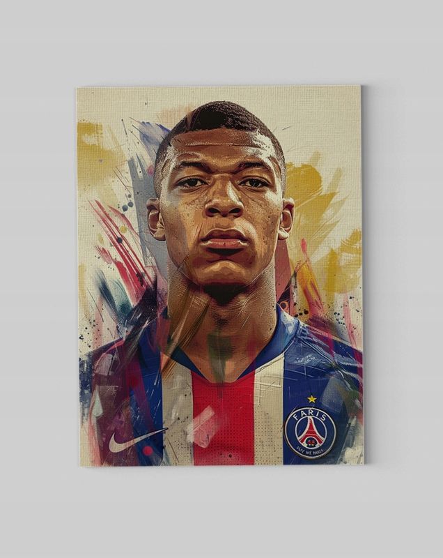 Nowoczesny Portret Kylian Mbappé na płótnie 60x80 cm do salonu