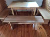 Komplet Stół i 3 ławy z drewna