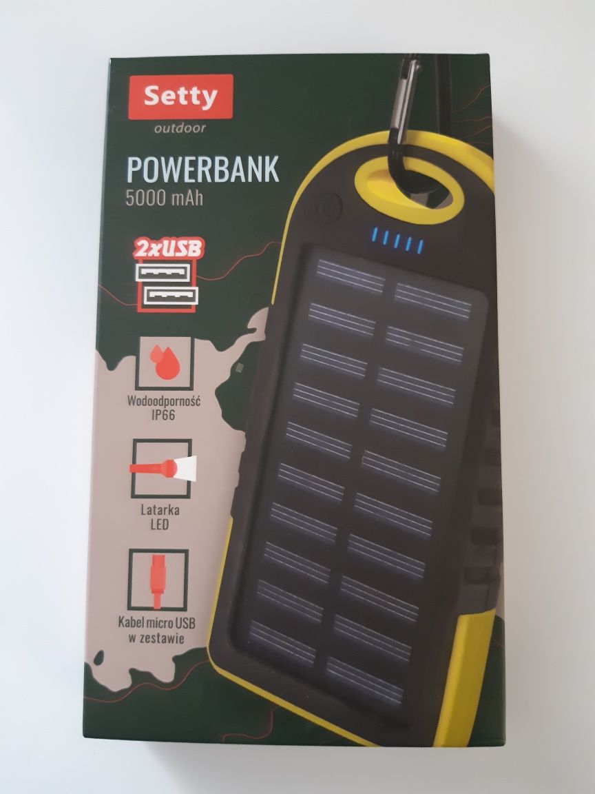 Nowy powerbank solarny Setty outdoor 5000 mAh