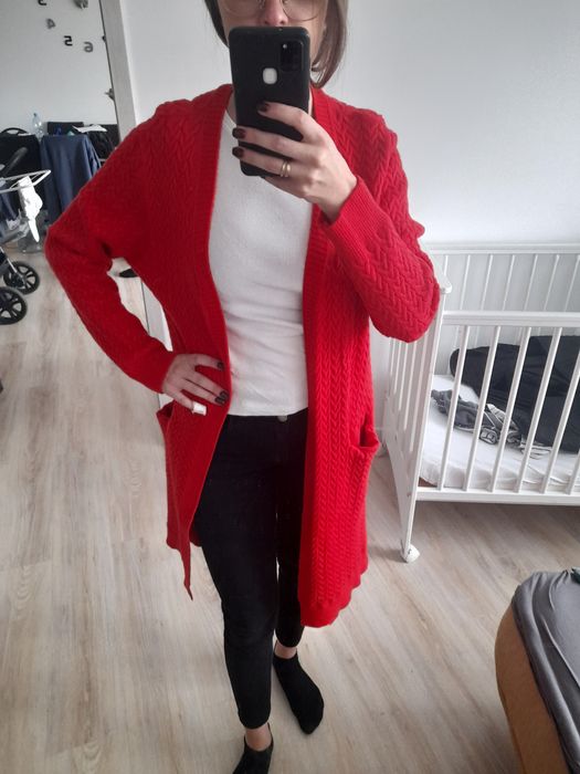 Kardigan czerwony długi