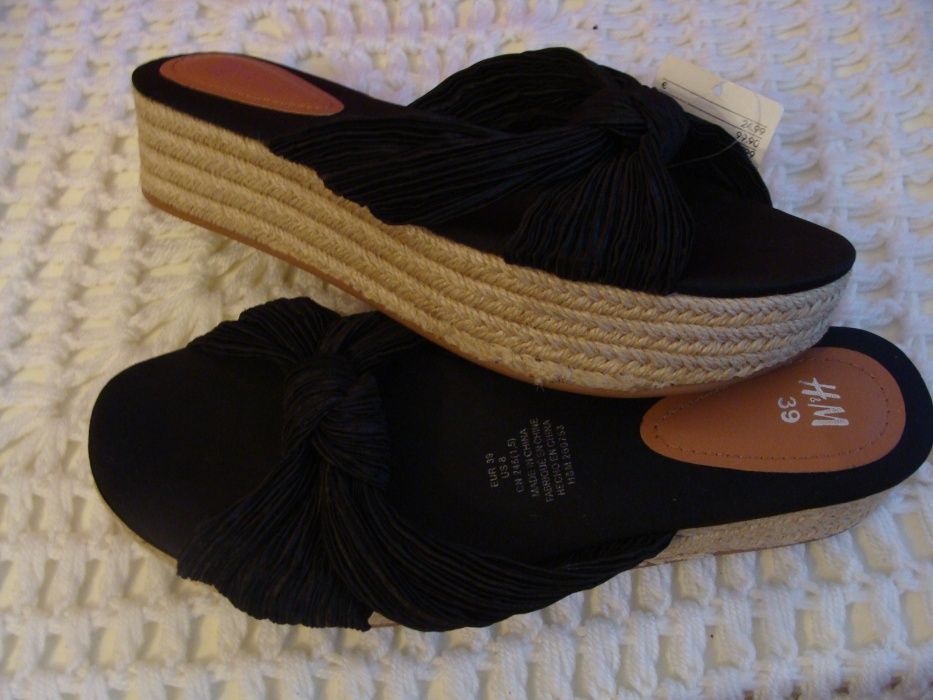 nowe czarne klapki platforma espadryle