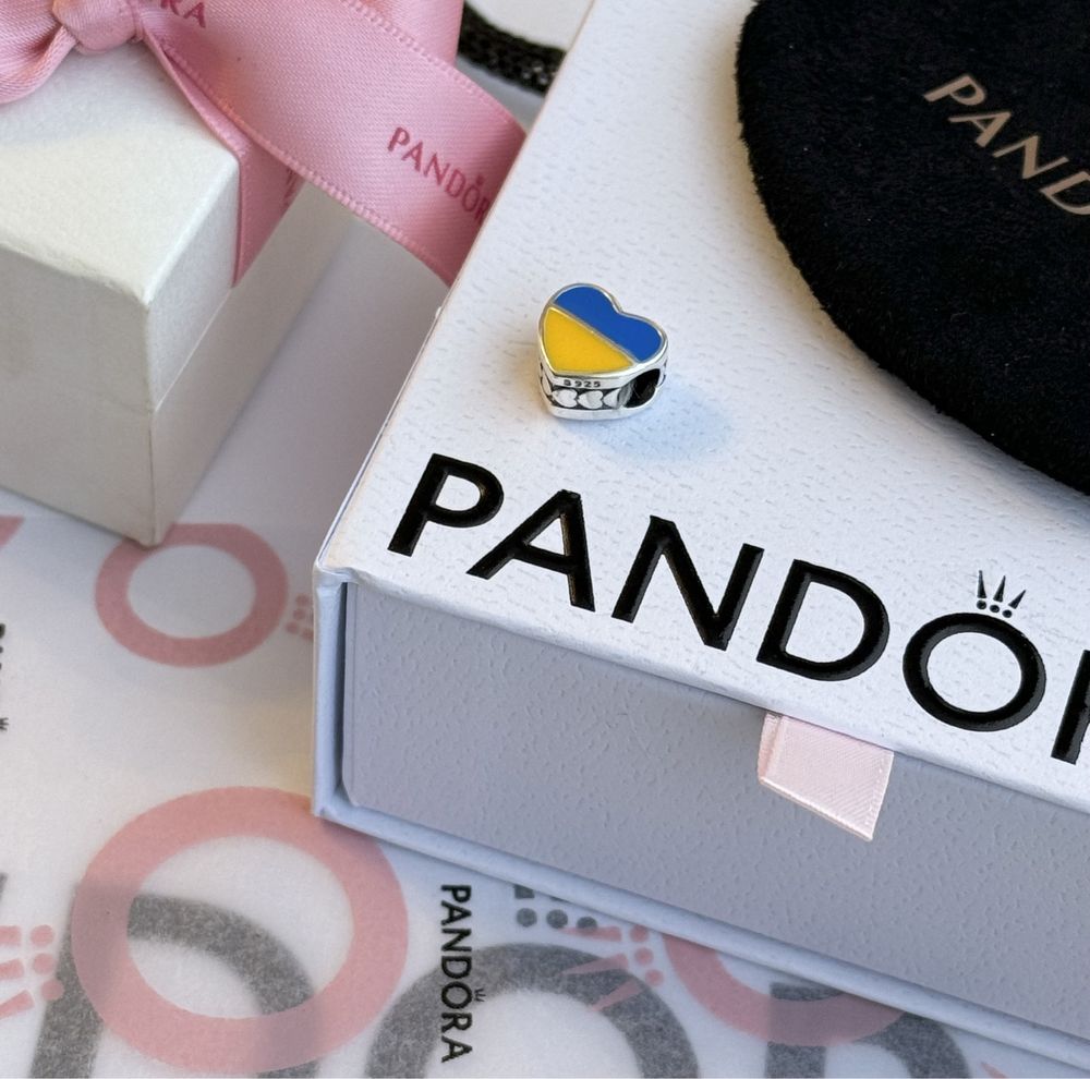 Серебряный шарм s925 на браслет Pandora флаг Украины