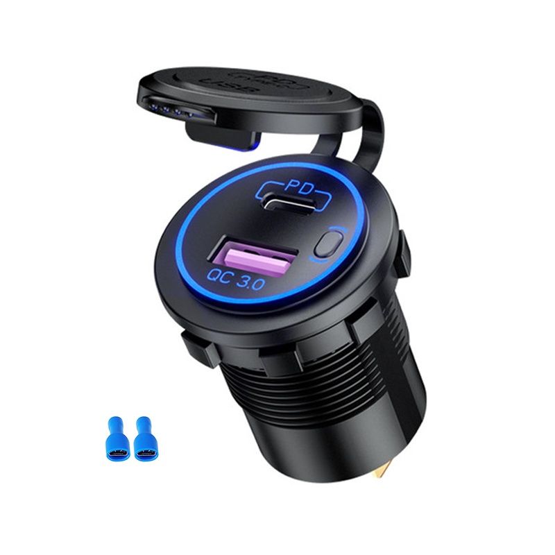 Автомобильная врезная USB зарядка PD , QC3.0 с вольтметром.