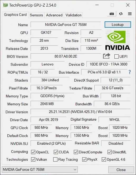Nvidia Geforce GT755M5 ultrabay SLI, Lenovo y510p