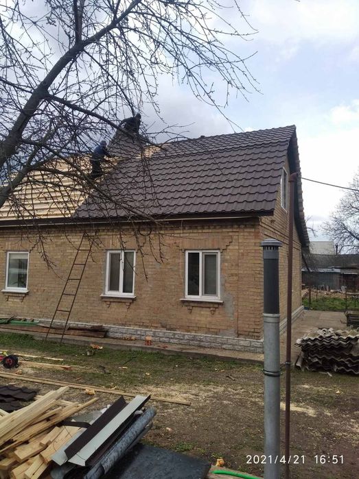 Будівельні роботи, фундамент, блок, кирпіч, покрівля