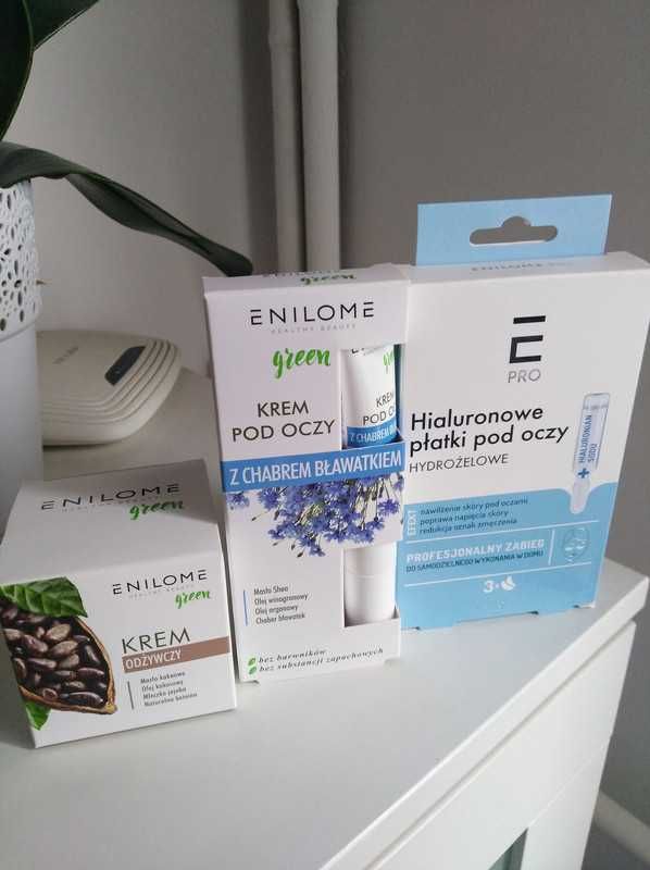 Zestaw Enilome krem+krem pod oczy +płatki hialuronowe pod oczy
