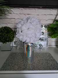 Glamour flowerbox Biały srebrny lustrzany białe róże flower box