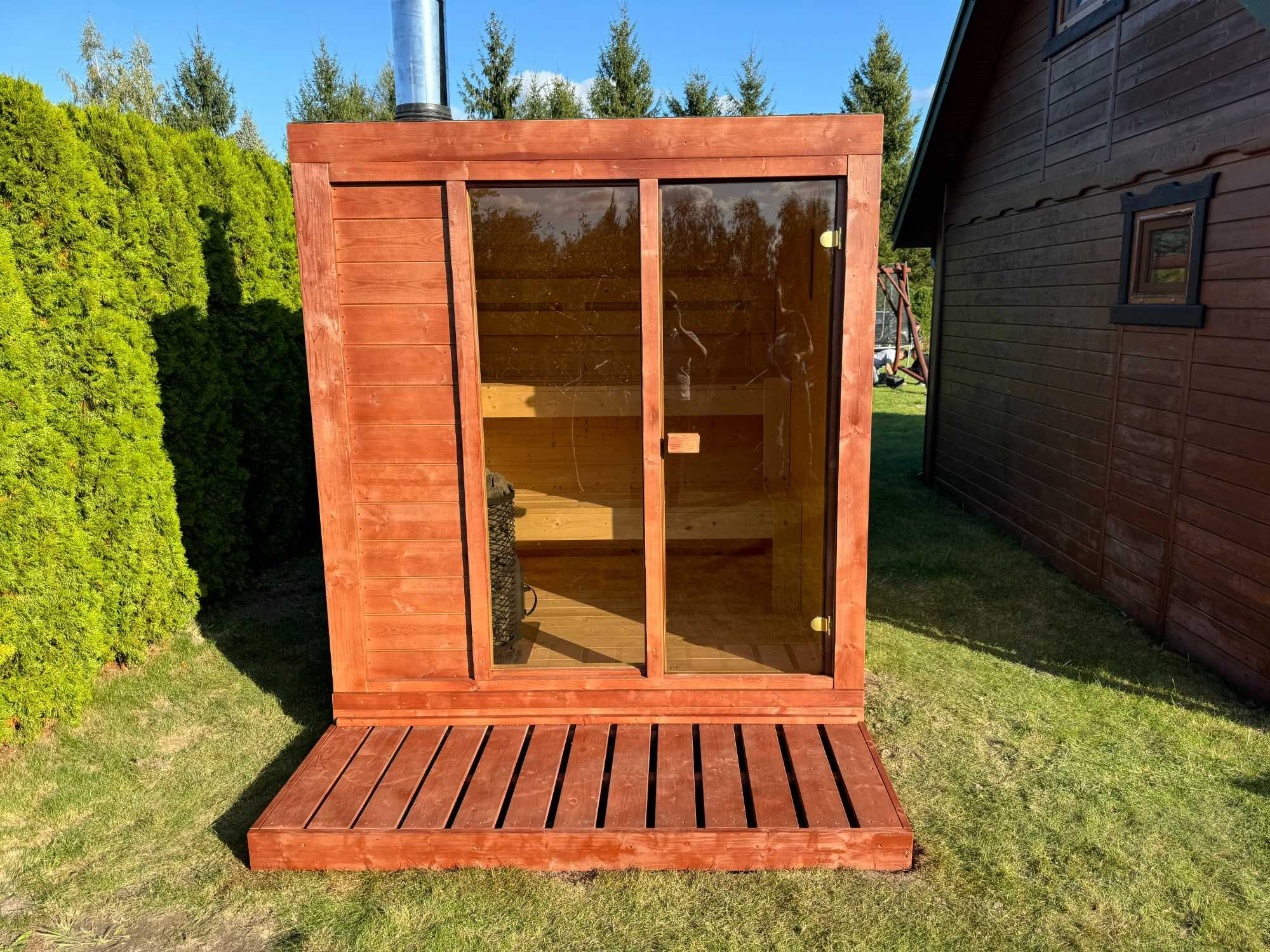 SAUNA OGRODOWA  piec na drewno , model s 3-5 osób montaż cały kraj