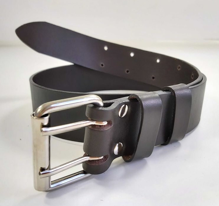 Solidny i Trwały Pas Wojskowy Szeregowca R2 Gruba Skóra Brąz 115cm