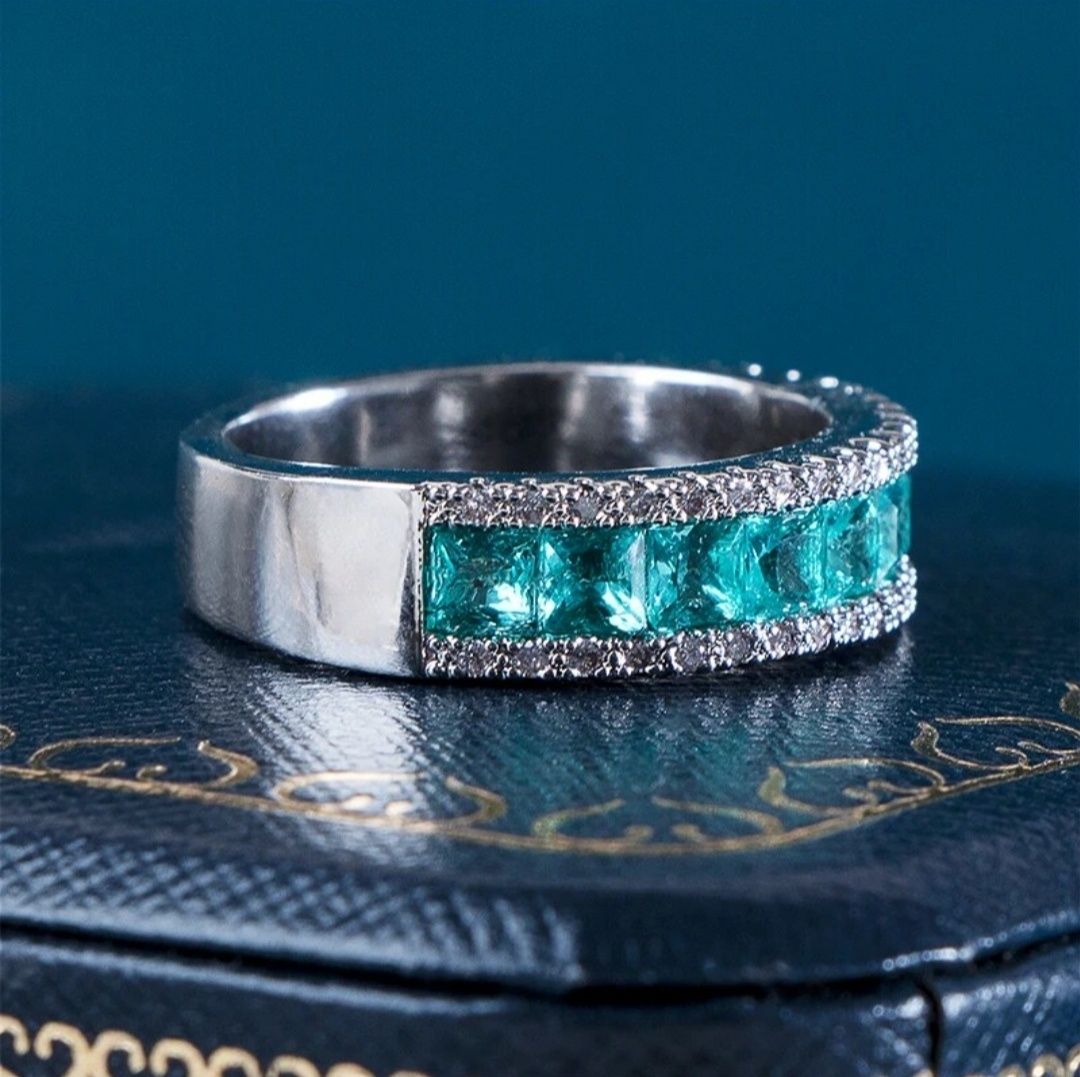Кольцо серебро Aqua Zirconia