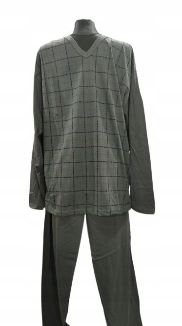 Bawełniana Piżama Męska Długi Rękaw Szara 3Xl Max