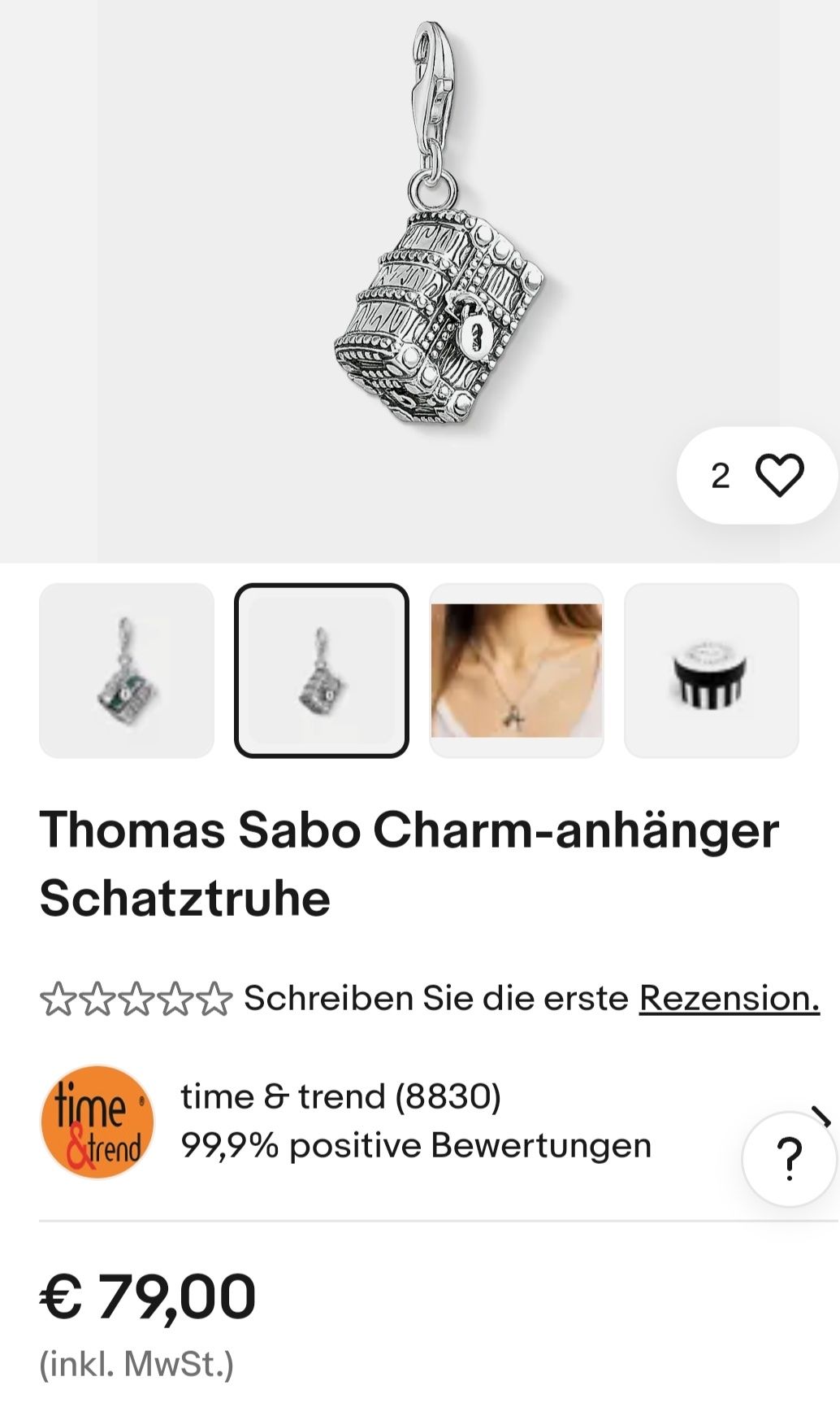 Срібна підвіска Thomas Sabo , "скриня" кристали