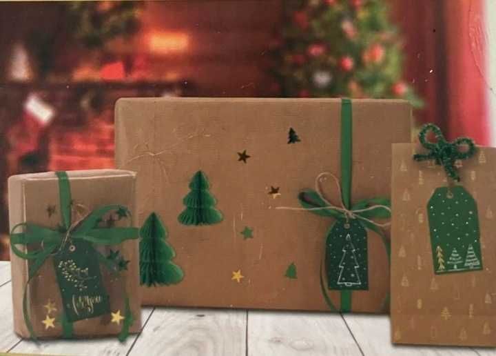 Zestaw do pakowania prezentów Święta 115 el zieleń