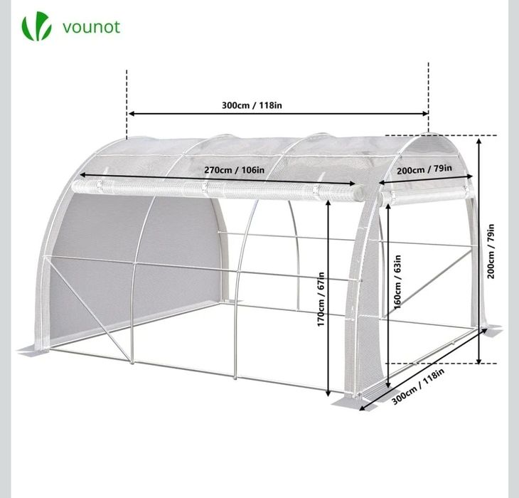 VOUNOT Szklarnia foliowa, ściany boczne, zwijana, odporna na warunki