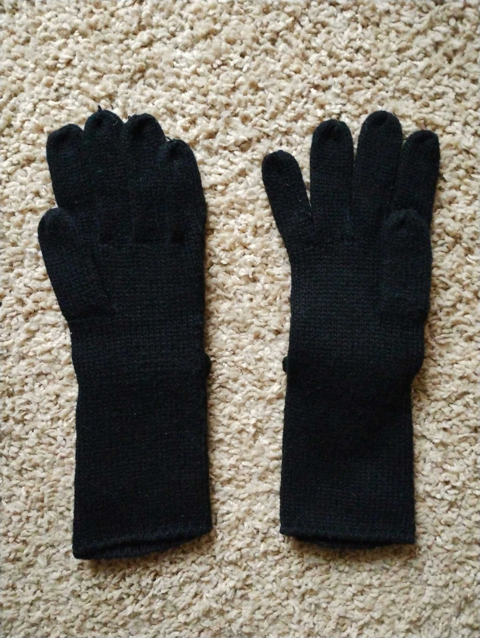 Nowe czarne rękawiczki tęczowy guzik M/L