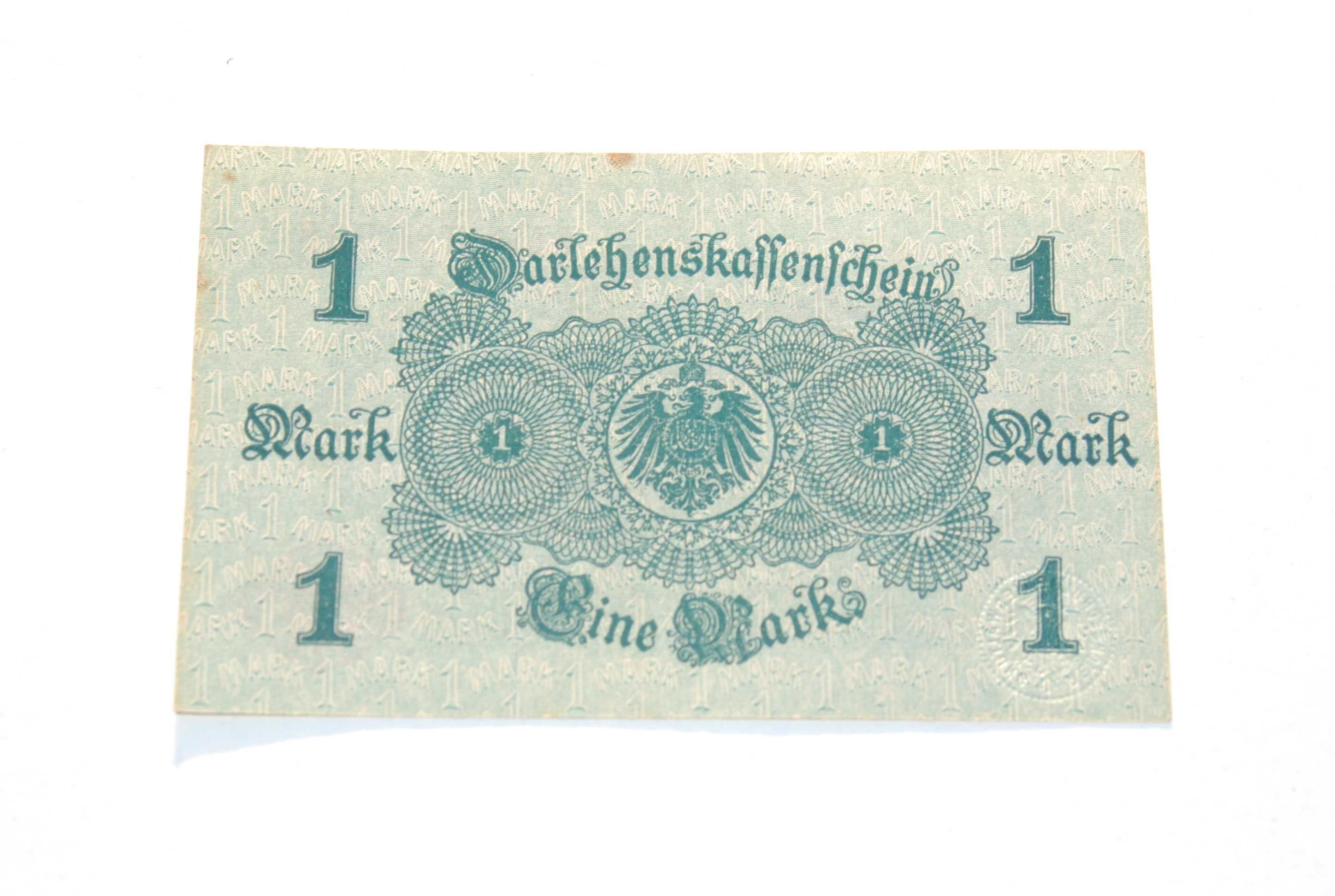 Stary banknot 1 Marka mark Niemcy 1914 antyk