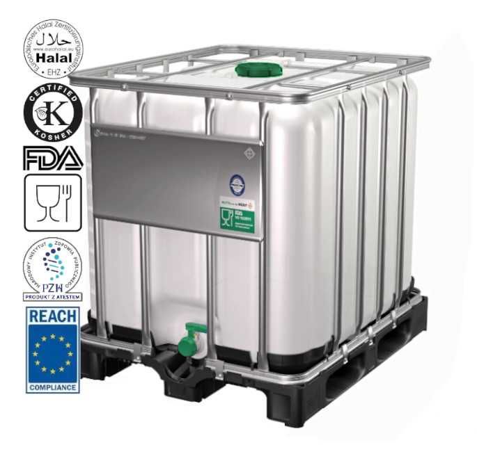 Zbiornik 1000L paletopojemnik z certyfikacją na spożywkę