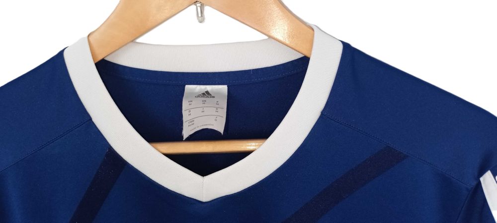 Granatowy bluzka sportowa w serek biała haftowane adidas Rozmiar M