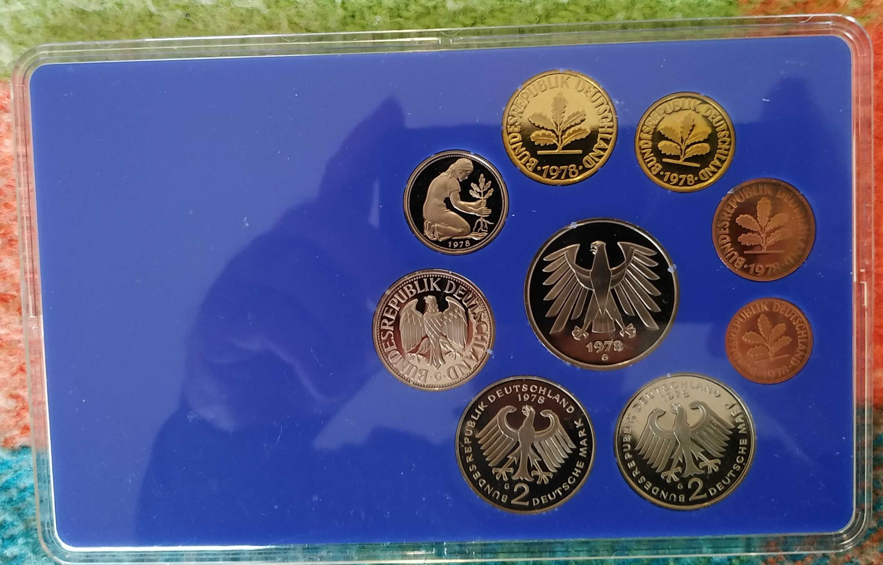 Alemanha - set de moedas Proof - 9 moedas de 1978 G Karlsruhe