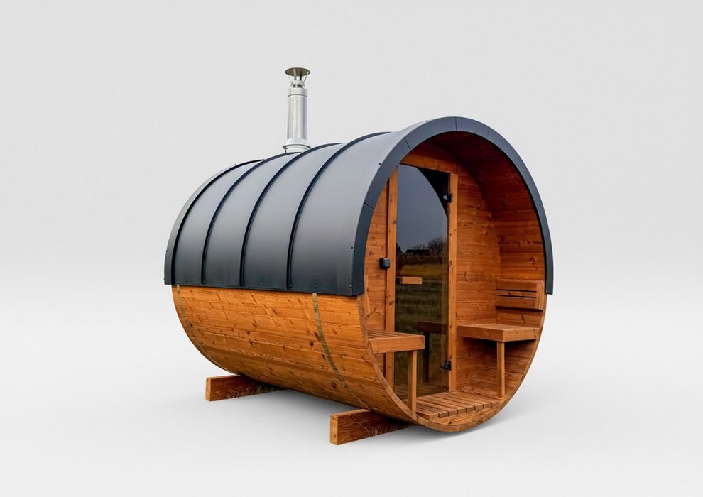 Sauna ogrodowa M1 Thermowood docieplony, dach pokryty aluminium 4-6 os