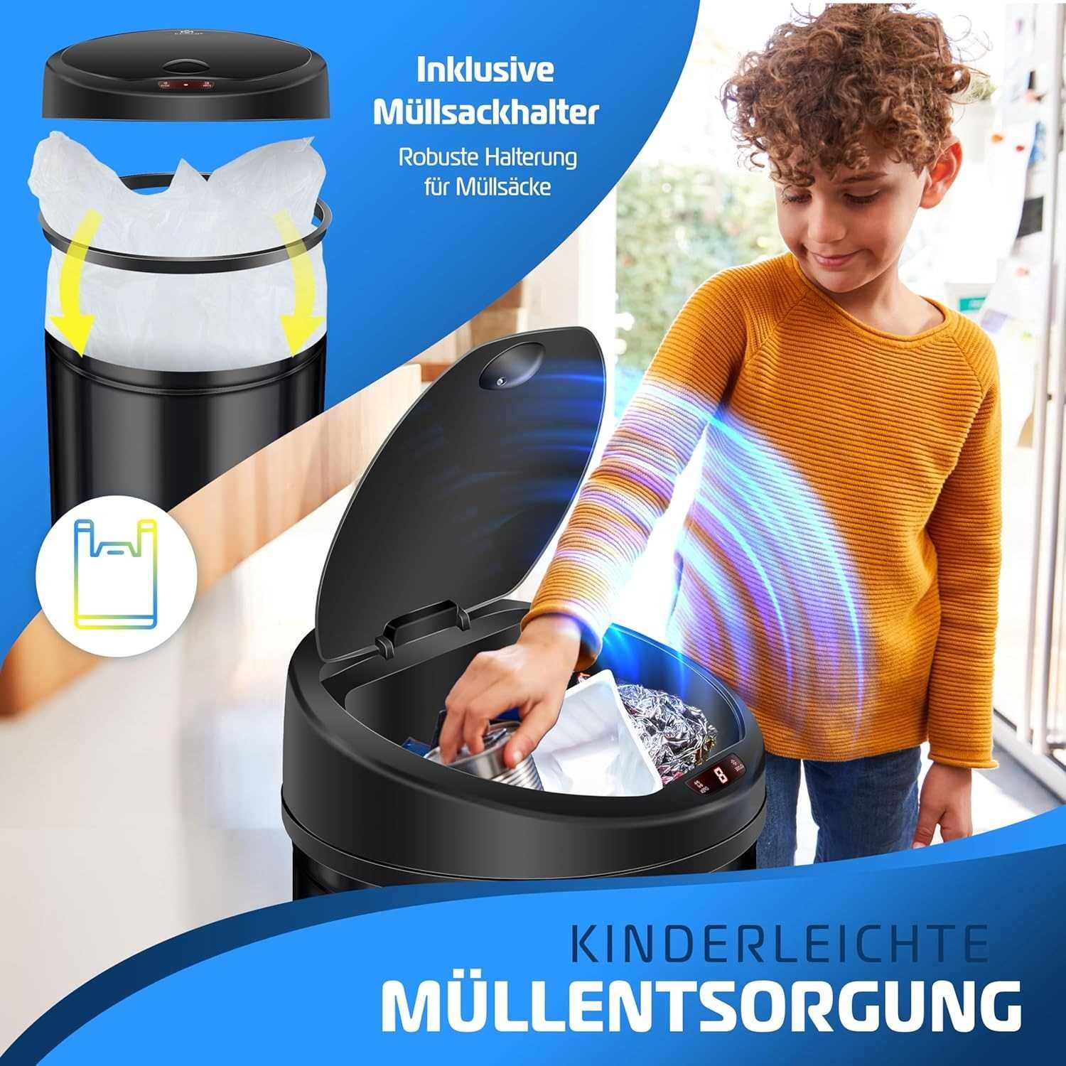 Nowy kosz na śmieci KESSER / śmietnik 30L / automatyczny LCD !4367!