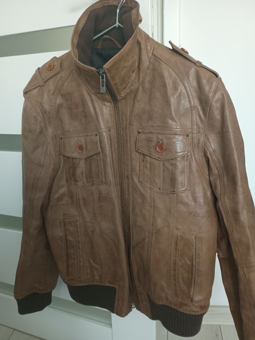 Kurtka skórzana brązowa
