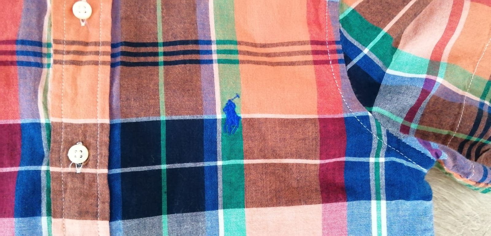 Koszula krótki rękaw chłopięca kolorowa w kratkę Ralph Lauren