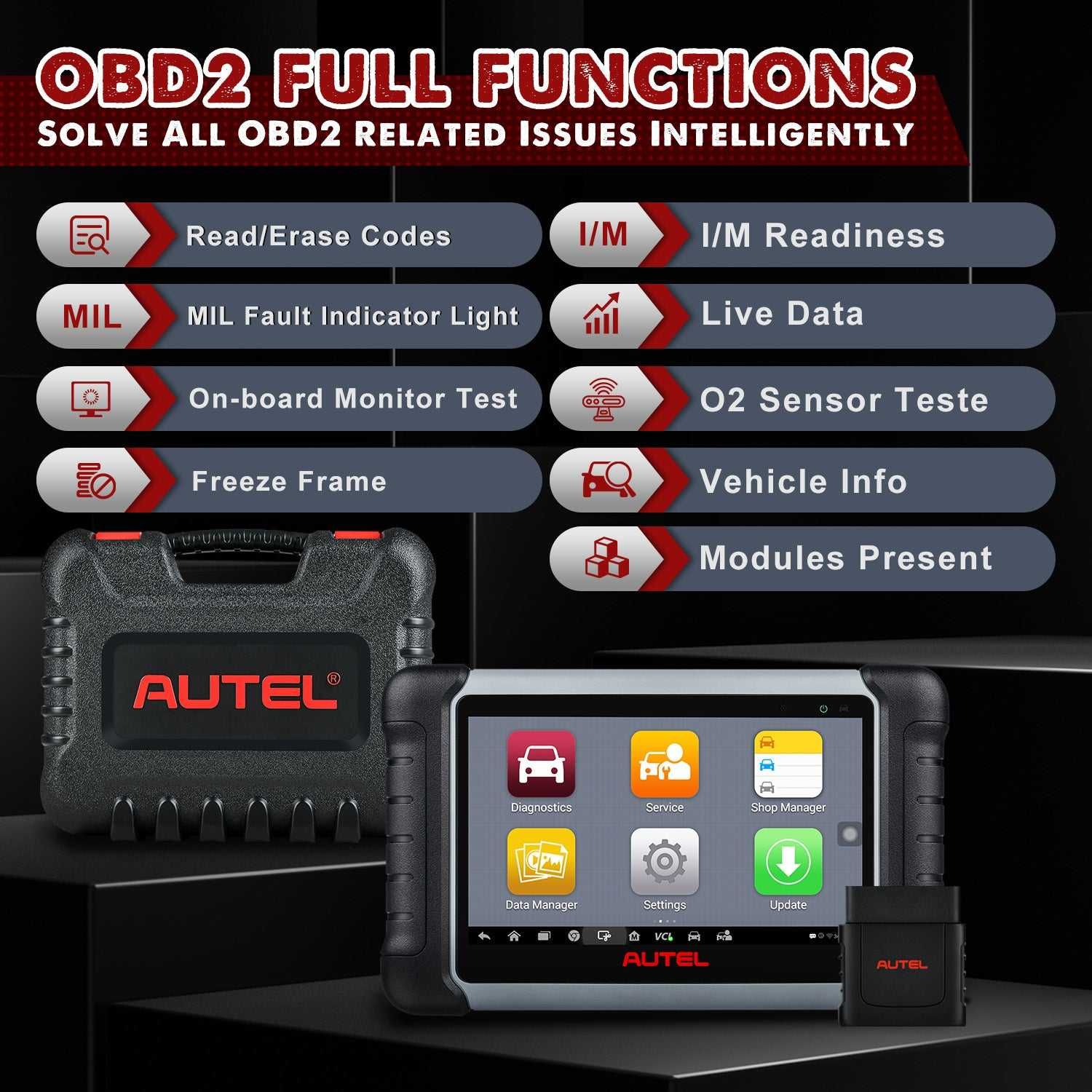 Autel MaxiCOM MK808BT PRO Máq Diagnóstico OBD Original PT (NOVO)