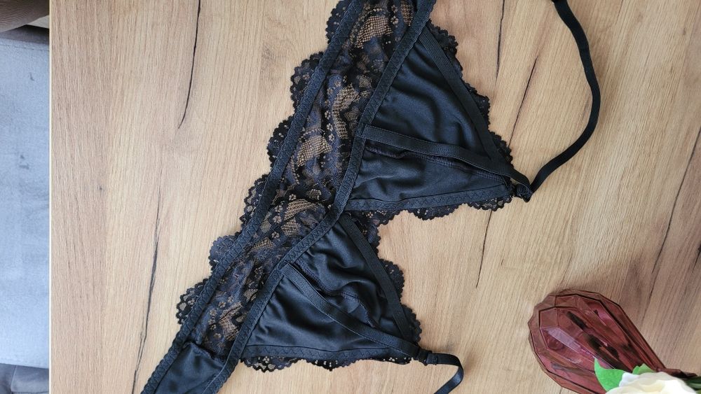 Nowy biustonosz M stanik do karmienia mama koronka sexy czarny ciążowy