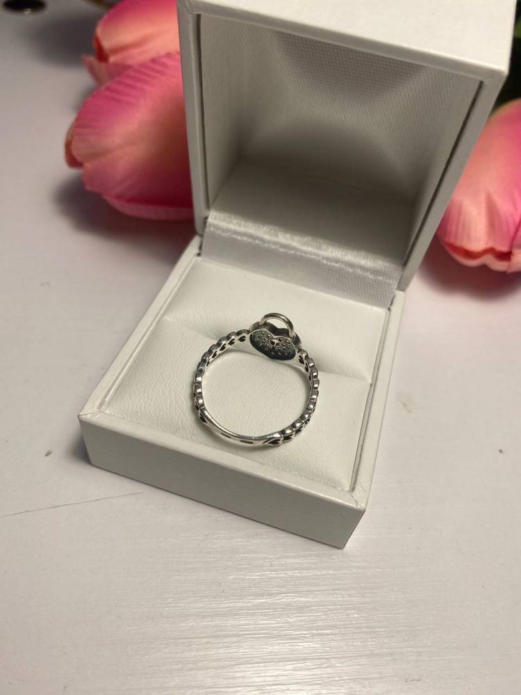 Кольцо серебро 925 с сердечками замком стиль Tiffany подарок новое