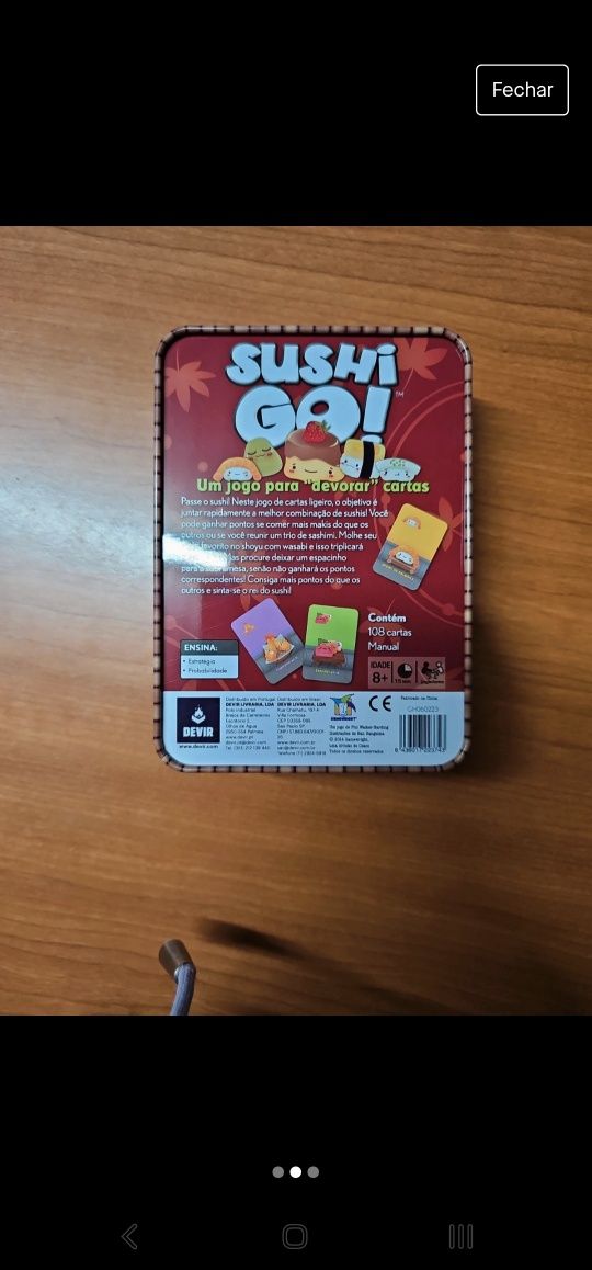 Jogo de cartas Sushi go NOVO
