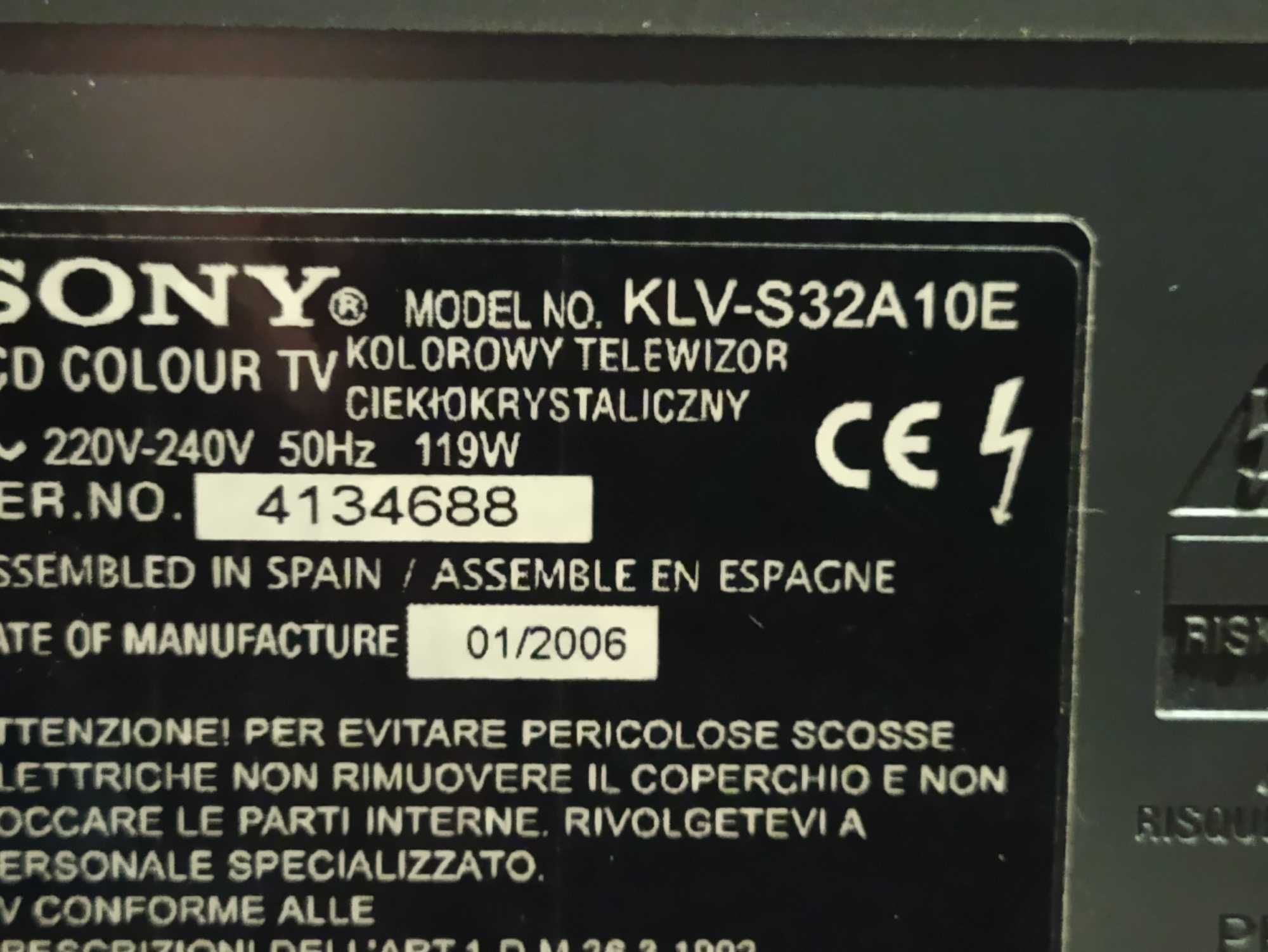 Tv Sony KLV-S32A10E битая матрица на запчасти