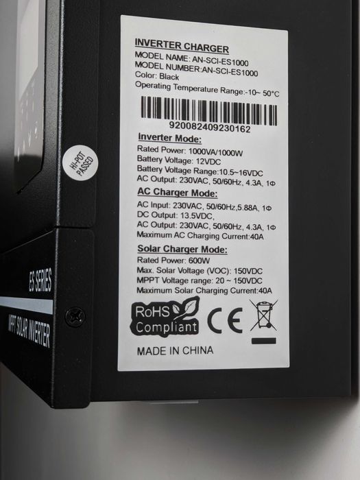 Комплект резервного живлення LiFePO 12.8v 120Ah Гібридний інвертор 1kW