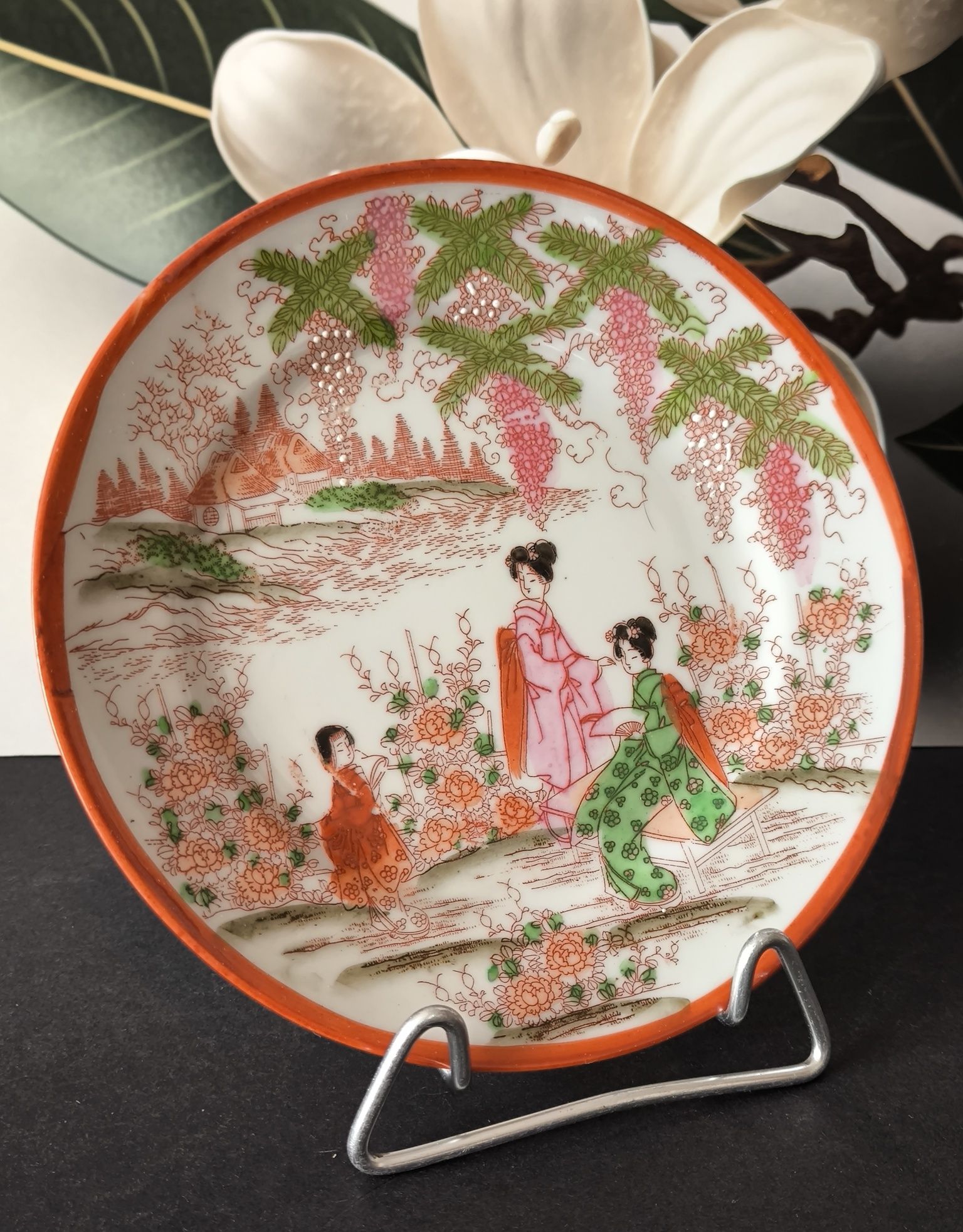 Talerze japońskie przedwojenne piękna stara porcelana 2 sztuki