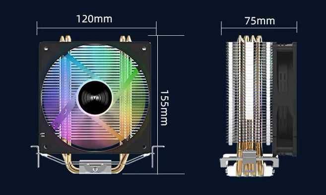 Кулер для процессора/башня на 4трубки/RGB LED/120мм