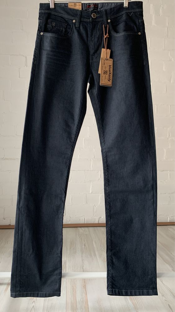 W33/L36 нові чоловічі джинси з еластаном, темно-сірі, ТМ Blue X Only.