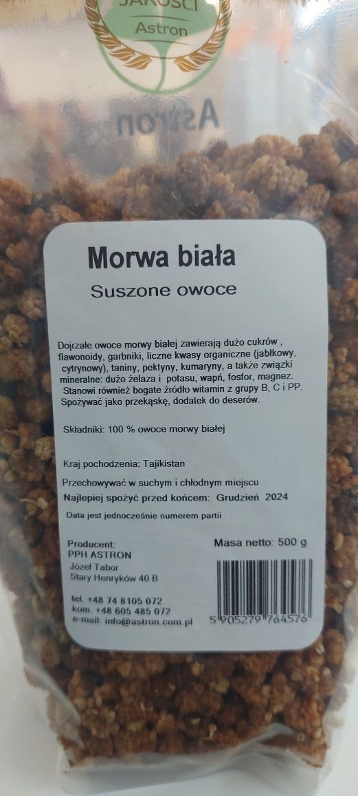 Morwa biała suszone owoce 500g obniza poziom cukru, odchudzanie