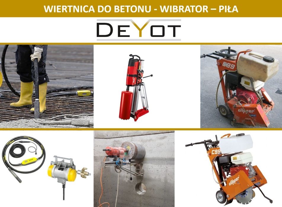 WYNAJEM Wiertnica do betonu Piła Listwa wibracyjna Buława wibrator