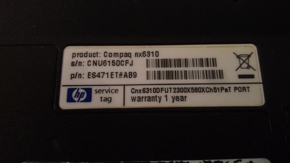 Compaq nx6310 para peças