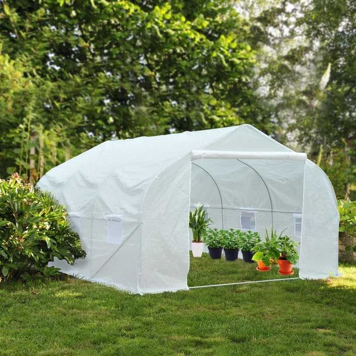 Estufa de Jardim em Plástico Branco – 350x300x200 cm