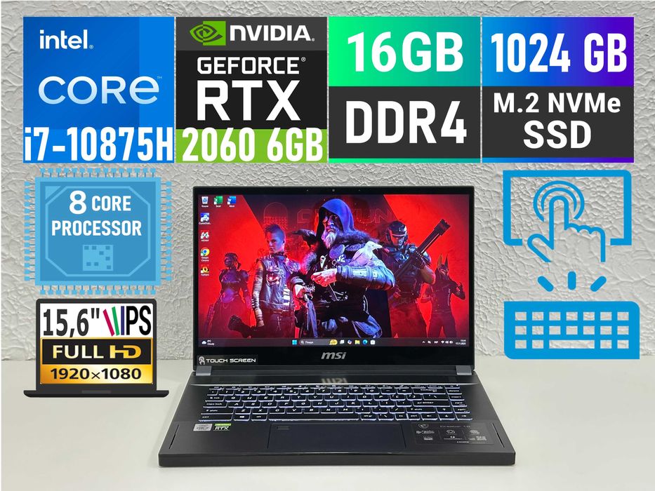 Ігровий MSI Creator 15/8(16)ядра i7-10875H/16Gb/1TB SSD/RTX 2060 6GB