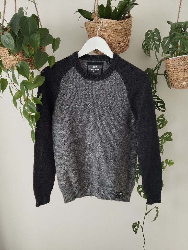Jesienny, zimowy, ciepły sweter damski, uniseks z wełną basic r. M/L S