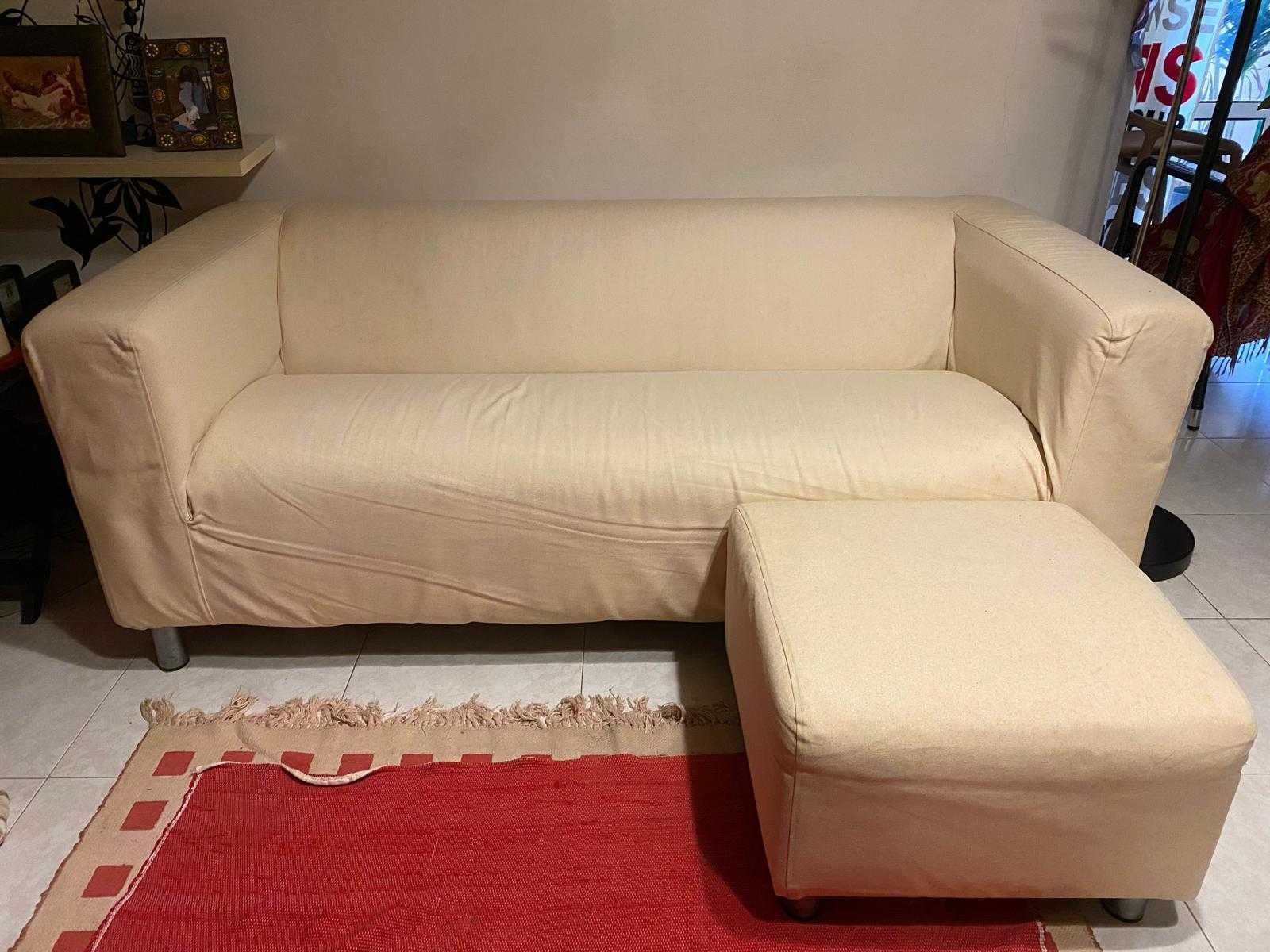 Sofá IKEA 180x85cm + Pouf 52x52cm