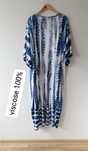 Narzutka plażowa letnia długa maxi kimono one size wiskoza niebieska
