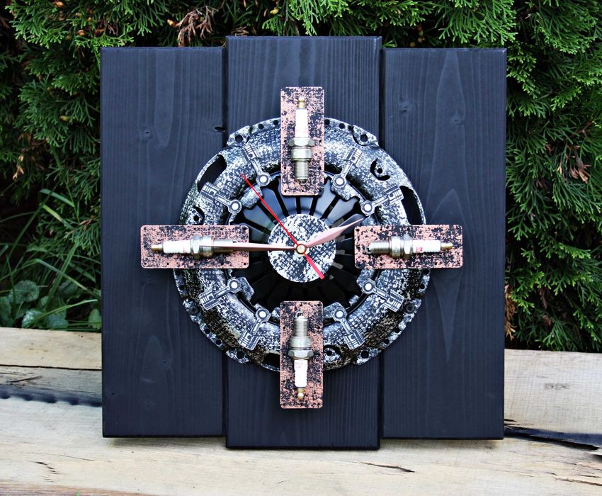 Zegar docisk sprzęgła świece Loft Patyna drewno