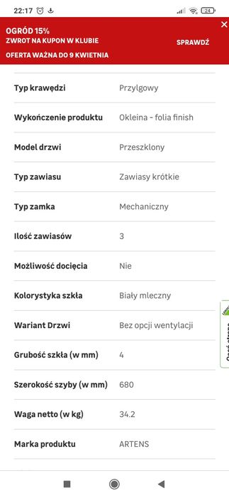 Drzwi wewnętrzne pokojowe lewe 90