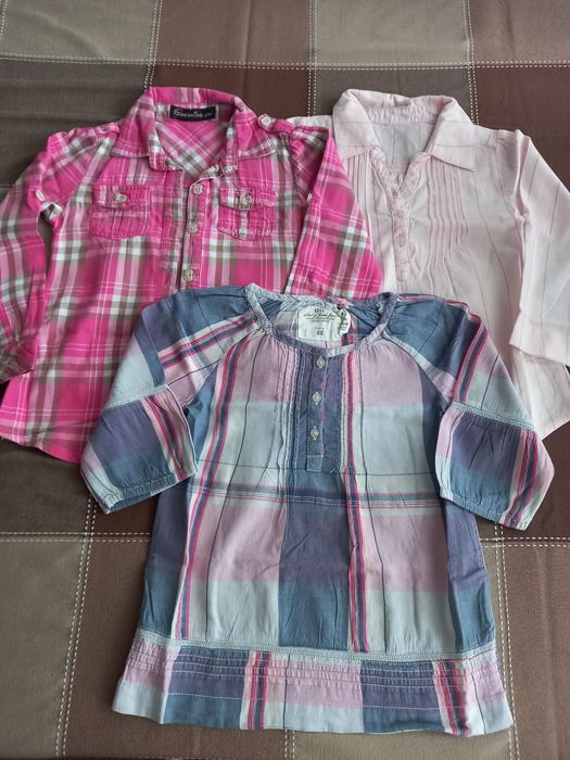 Koszule dziewczęce w kratkę, H&M i in. Rozmiar 98-104 Zestaw