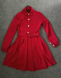 Nowa czerwona elegancka sukienka z paskiem Pronto Moda 36 S